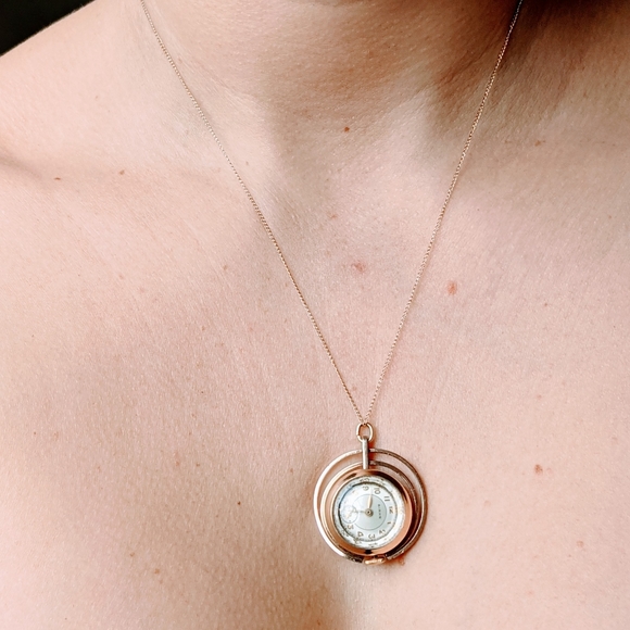 BIRKS Rare Pendant Watch Necklace 1942 - Picture 3 of 6